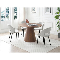 Vente-Unique Table à manger ronde 4 personnes placage noyer - Naturel foncé - ANTALIZA