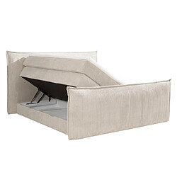 Acheter Vente-Unique Ensemble complet boxspring tête de lit + sommiers coffre + matelas + surmatelas - 2 x 80 x 200 cm - Velours côtelé - Ivoire - RHODA de PALACIO