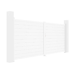 Acheter Vente-Unique Portail battant aluminium plein L397 x H181 cm blanc - NAZARIO