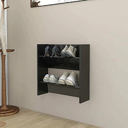 Maison Chic Armoire à chaussure,Meuble à Chaussures murales Noir brillant 60x18x60 cm Aggloméré -MN20934