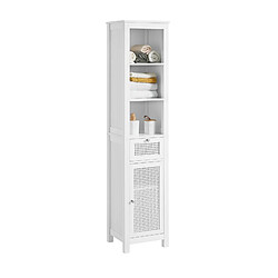 SoBuy BZR36-W Meuble Colonne de Salle de Bain Armoire Haute Placard de Rangement avec 1 porte, 1 tiroir et 3 étagères