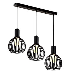 Stoex Suspensions Industrielle Cage fer ,Lustre Abat-Jour Corde Ajustable 3 Luminaire Lustre en Fer Salle à Manger,Bar,Chambre