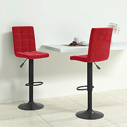 vidaXL Tabourets de bar lot de 2 rouge bordeaux velours 