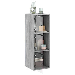 Acheter vidaXL Armoire murale avec portes en verre sonoma gris 35x37x100 cm