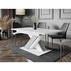 Bestmobilier Buriti - table à manger extensible - blanc et effet marbre - 4 à 6 personnes pas cher