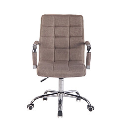 Decoshop26 Fauteuil de bureau sur roulettes hauteur réglable pivotant accoudoirs en tissu taupe 10_0002476