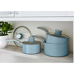 Avis Retro Batterie de Cuisine 3 Casseroles 16 18 20cm Induction Antiadhésive Ceramic, , Bleu, SWAN, SWPS3020BLN