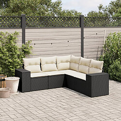 vidaXL Salon de jardin 5 pcs avec coussins noir résine tressée