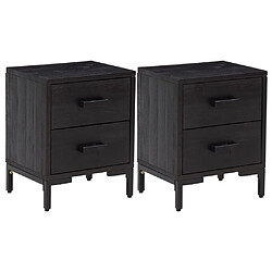 vidaXL Tables de chevet 2 pcs Noir 36x30x45 cm Bois de pin massif