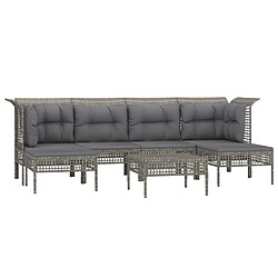 Avis Maison Chic Salon de jardin 7 pcs + coussins - Mobilier/Meubles de jardin - Table et chaises d'extérieur Gris Résine tressée -MN20047