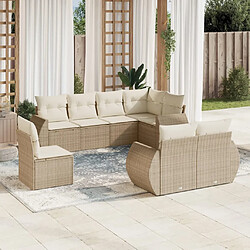 vidaXL Salon de jardin avec coussins 8 pcs beige résine tressée 