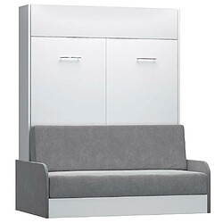 Inside 75 Armoire lit escamotable DYNAMO SOFA canapé et accoudoirs microfibre gris couchage 160*200 