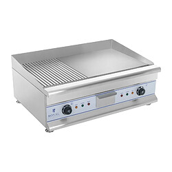 Helloshop26 Plancha électrique nervurée 75 cm 2 x 3200 watts acier inox professionnel 3614043/2 