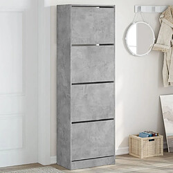 Maison Chic Armoire à chaussures 4 tiroirs | Meuble de rangement à chaussures Meuble d'Entrée rabattables gris béton -MN26287