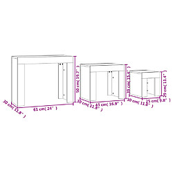 vidaXL Tables basses gigognes 3 pcs Gris béton Bois d'ingénierie pas cher