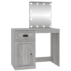 Helloshop26 Coiffeuse avec led 90 x 50 x 132,5 cm bois d'ingénierie gris 02_0006258