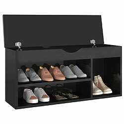 Avis Maison Chic Banc à chaussures | Meuble de rangement à chaussures Meuble d'Entrée coussin Noir brillant 104x30x49 cm Aggloméré -MN50791