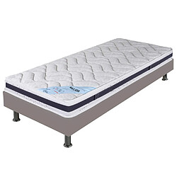 Ebac Matelas + sommier tapissier 90x200 Mousse - Melior - Soutien ferme - Simili taupe