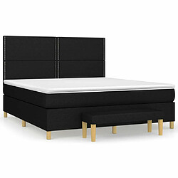 Maison Chic Structures de lit + matelas,Lit à sommier tapissier avec matelas Noir 160x200 cm Tissu -MN74403