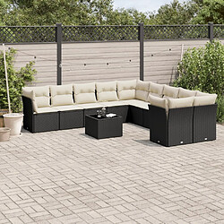 Maison Chic Salon de jardin 11 pcs avec coussins | Ensemble de Table et chaises | Mobilier d'Extérieur noir résine tressée -GKD95912