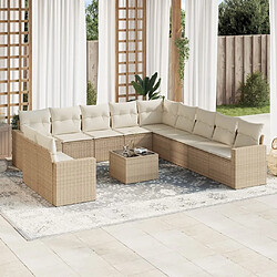 Maison Chic Salon de jardin avec coussins 12 pcs | Ensemble de Table et chaises | Mobilier d'Extérieur beige résine tressée -GKD84230