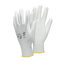 ECD Germany 12 paires de Gants de travail en PU, taille 8-M, couleur blanc, gants de mécanicien en nylon gants de jardin