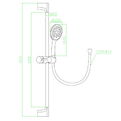 Essebagno Luisa ensemble barre de douche or brossé 3 pièces