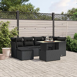 Maison Chic Ensemble Tables et chaises d'extérieur 7pcs avec coussins,Salon de jardin noir résine tressée -GKD881292