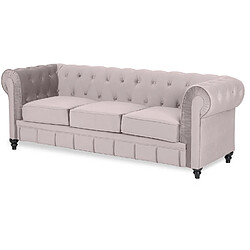 Canape Chesterfield Velours 3 Places Altesse Taupe