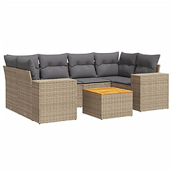 vidaXL Salon de jardin avec coussins 7 pcs beige résine tressée