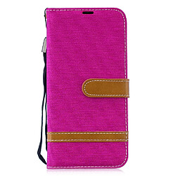 Etui en PU tissu jean bicolore avec support rose pour votre Huawei P Smart (2019)/Honor 10 Lite