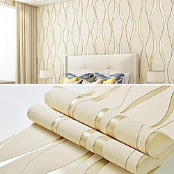 Wewoo Sticker mural Simple 3D ondulation de l'eau papier peint non tissé décoration murale autocollant de la maison beige 