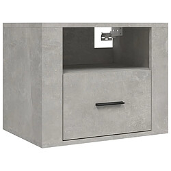 Maison Chic Table de chevet murale - Table de Nuit Gris béton 50x36x40 cm