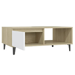 Acheter vidaXL Table basse blanc et chêne sonoma 90x60x35 cm bois d'ingénierie