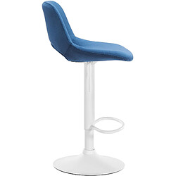 Decoshop26 Tabourets de bar chaises haute x2 avec repose-pieds en velours bleu piètement métallique blanc 10_0004087 pas cher