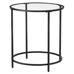 Helloshop26 Table d’appoint ronde dessus en verre trempé cadre en métal bout de canapé table console table de chevet pour salon balcon diamètre 50 cm noir 12_0002383 