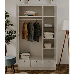 Mes Armoire 3 portes 3 tiroirs 120x51x200 cm blanc - LANDZY