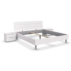 Pegane Chambre à coucher complète adulte ( lit adulte + 2 chevets ) coloris blanc