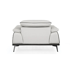 Acheter La Maison Du Canapé Fauteuil cuir Design ELLIE Gris perle