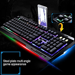 Wewoo Clavier QWERTY noir ZGB G700 104 Touches USB Filaire Mécanique Sentir RGB Rétro-Éclairage Métal Panneau Suspension Gaming avec Support de Téléphone pas cher