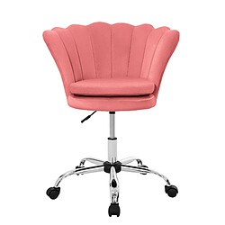 ML-Design Fauteuil de bureau et salon à roulettes rose hauteur réglable chaise en velours