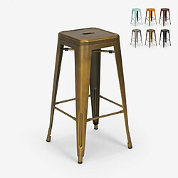 Ahd Amazing Home Design Tabouret vintage en métal design industriel pour bar et cuisine style Tolix Steel Stale, Couleur: Or