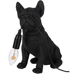 JOLIPA Lampe Bulldog noir en résine 25 cm