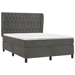 Avis Maison Chic Lit Adulte - Lit simple Lit à sommier tapissier et matelas moelleux - Meuble de Chambre - Gris foncé 140x200cm Velours -MN44416