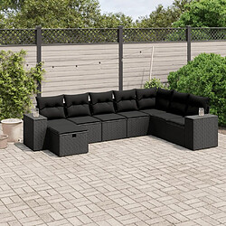 Maison Chic Ensemble Tables et chaises d'extérieur 8 pcs avec coussins,Salon de jardin noir résine tressée -GKD647966