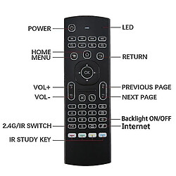 Universal MX3 Air Mouse Intelligent Voice Remote IR Learning 2.4G RF Wireless Mini Clavier Rétroéclairage Taux @ 