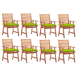 Maison Chic Lot de 8 Chaises à dîner d'extérieur avec coussins | Fauteuil chaises à manger d'extérieur Acacia massif -GKD32420