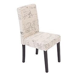 Decoshop26 Lot de 2 chaises de salle à manger en tissu crème imprimé pieds foncés CDS04030