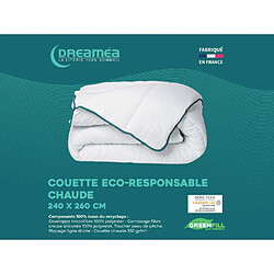 Vente-Unique Couette chaude recyclée de DREAMEA en microfibre - 240 x 260 cm - 350 gr/ m² - Biais bleu - ROSA