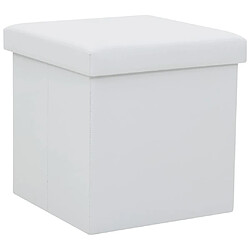 vidaXL Tabouret de rangement pliable Blanc Similicuir 